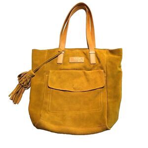 MILA Made in Los Angeles Large Suede Tote Bag Mustard Yellow Tan? Soft Boho